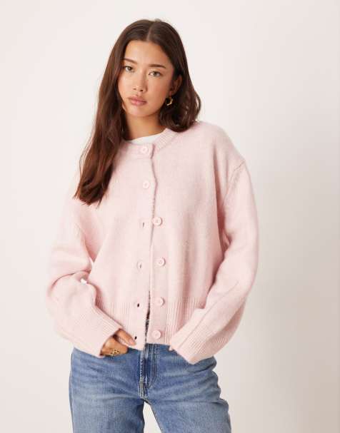 ASOS DESIGN – Jasnoliliowy pudełkowy kardigan z okrągłym dekoltem i rozcięciem po bokach - view 1