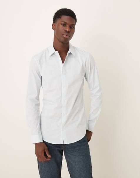 ASOS DESIGN skinny poplin shirt in light blue