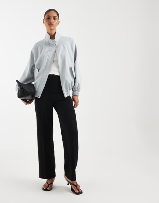 ASOS DESIGN – Jasnoniebieska lniana kurtka z wysokim kołnierzem, 2 z 4