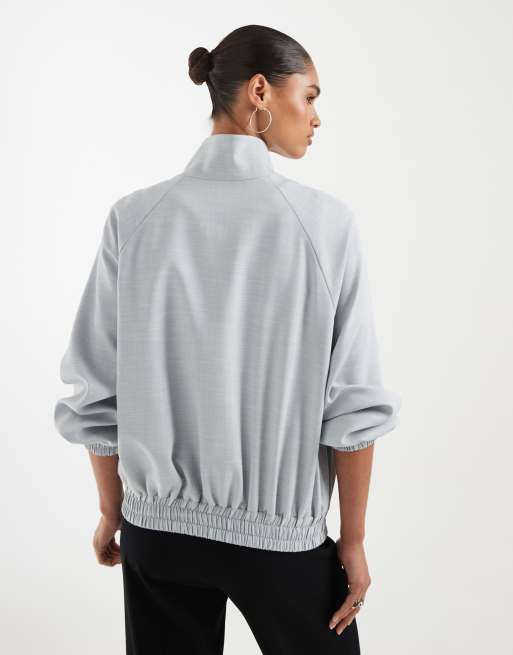 ASOS DESIGN – Jasnoniebieska lniana kurtka z wysokim kołnierzem, 4 z 4