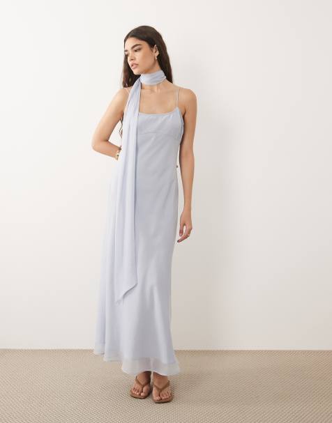 ASOS DESIGN – Jasnoniebieska sukienka midi na ramiączkach z szalem - view 1
