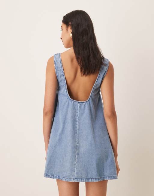 ASOS DESIGN – Jasnoniebieska sukienka z dekoltem U i odkrytymi plecami, 2 z 4