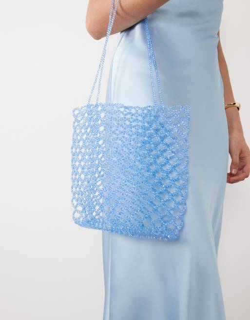 ASOS DESIGN – Jasnoniebieska torba typu tote z koralikami, 3 z 4
