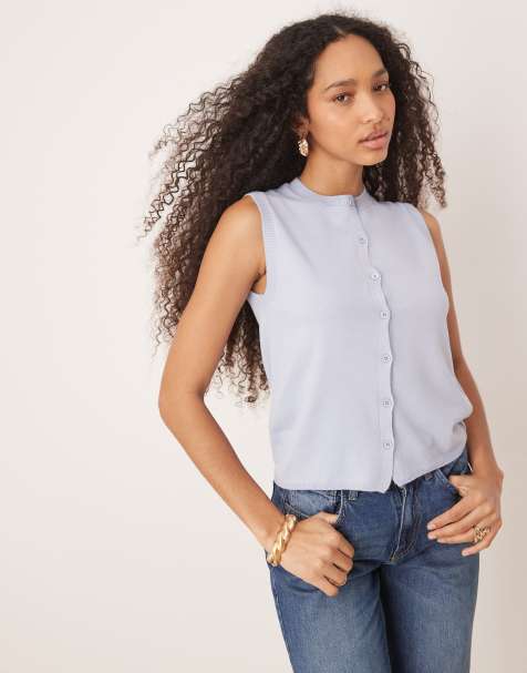 ASOS DESIGN knitted tank in light blue