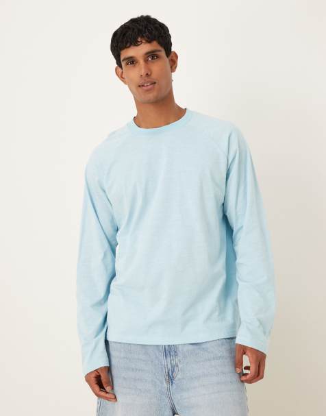 ASOS DESIGN – Jasnoniebieski fakturowany T-shirt o luźnym kroju z długimi rękawami - view 1