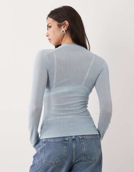 ASOS DESIGN – Jasnoniebieski top z długimi rękawami i guzikami, 4 z 4