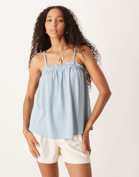 ASOS DESIGN trapeze cami top in dusky blue