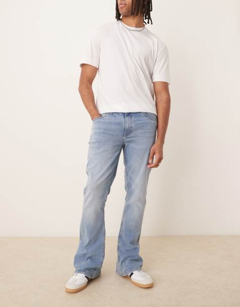 ASOS DESIGN stretch flare jeans in light wash blue