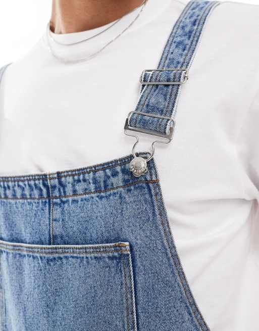 ASOS DESIGN – Jasnoniebieskie jeansowe szorty ogrodniczki, 2 z 4