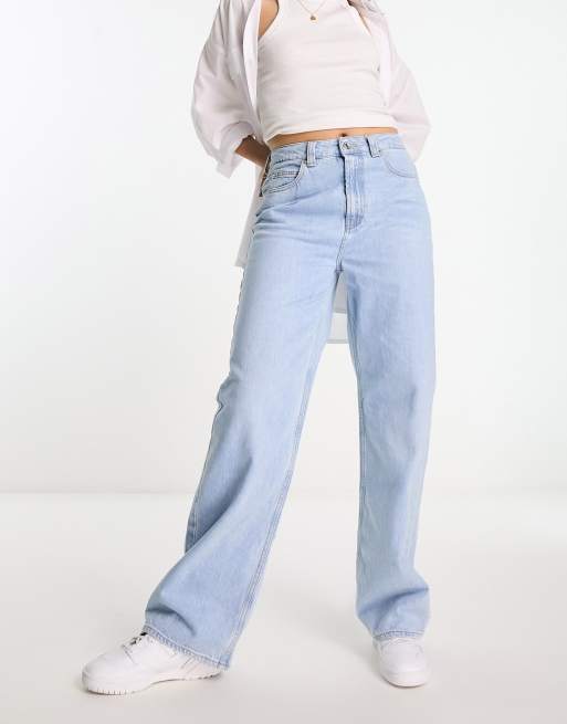 ASOS DESIGN – Jasnoniebieskie jeansy o fasonie dad z szerokimi nogawkami