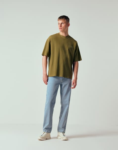 ASOS DESIGN straight jeans in light wash blue