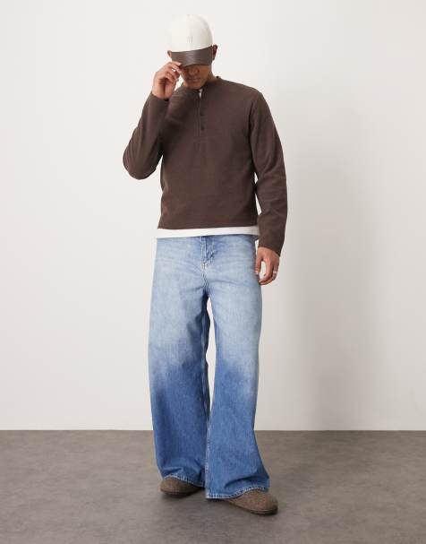 ASOS DESIGN – Jasnoniebieskie jeansy skater z szerokim dołem i efektem sprania - view 1