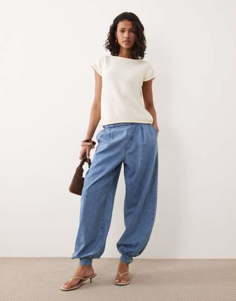 ASOS DESIGN – Jasnoniebieskie jeansy z balonowymi nogawkami i mankietami - view 1