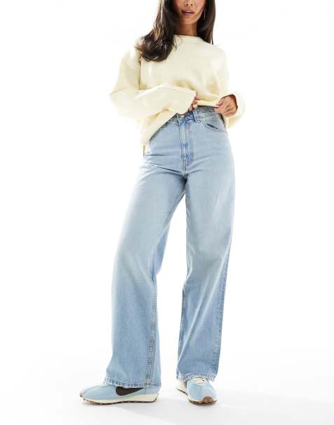 ASOS DESIGN wide leg dad jeans in lightwash