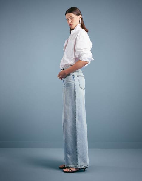 ASOS DESIGN – Jasnoniebieskie jeansy z szerokimi nogawkami i podwyższonym stanem - view 1