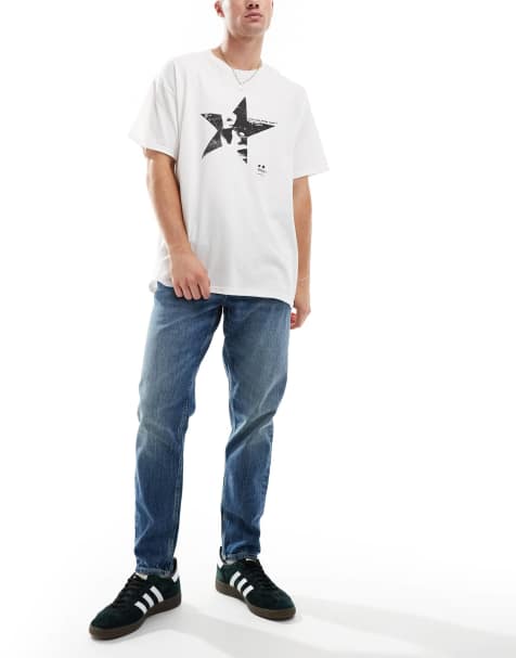 ASOS DESIGN - Jasnoniebieskie jeansy ze stretchem o fasonie ze zwężanymi nogawkami z efektem sprania - view 1