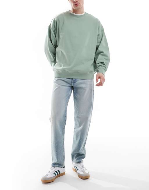 ASOS DESIGN – Jasnoniebieskie jeansy ze stretchem z prostymi nogawkami i efektem przebarwienia w stylu vintage