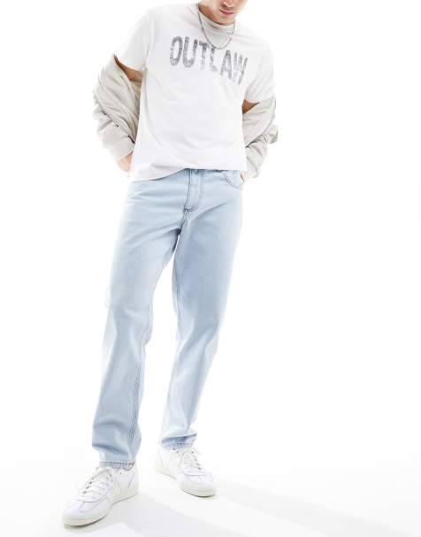 ASOS DESIGN tapered fit jeans in light wash 