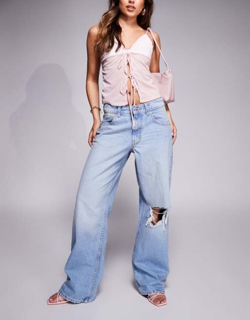 ASOS DESIGN – Jasnoniebieskie luźne jeansy z szerokimi nogawkami