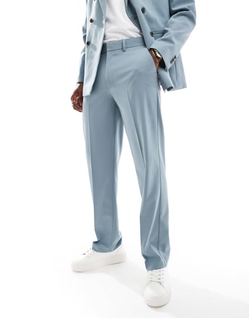ASOS DESIGN – Jasnoniebieskie spodnie garniturowe o prostym kroju, 3 z 5