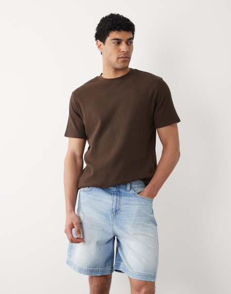 ASOS DESIGN – Jasnoniebieskie średniej długości szorty jeansowe z efektem sprania i przetarciami - view 1