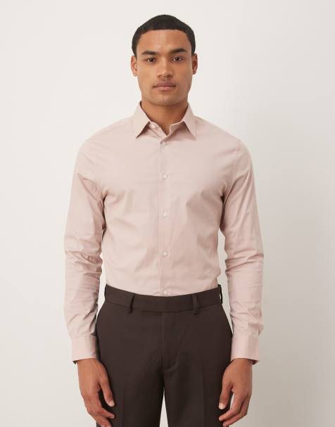 ASOS DESIGN skinny stretch work shirt in light pink