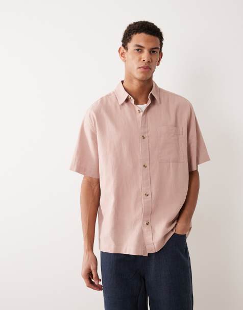 ASOS DESIGN – Jasnoróżowa koszula o luźnym kroju z domieszką lnu - view 1