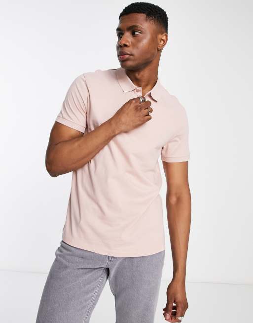 ASOS DESIGN – Jasnoróżowa koszulka polo z dżerseju