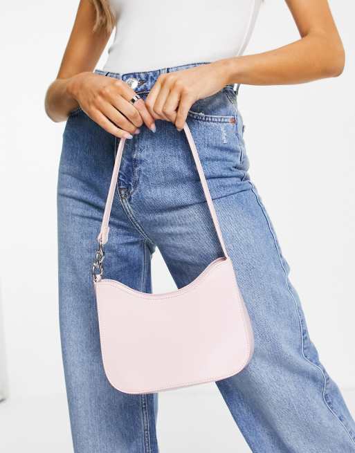 ASOS DESIGN – Jasnoróżowa zaokrąglona torebka na ramię na łańcuszku