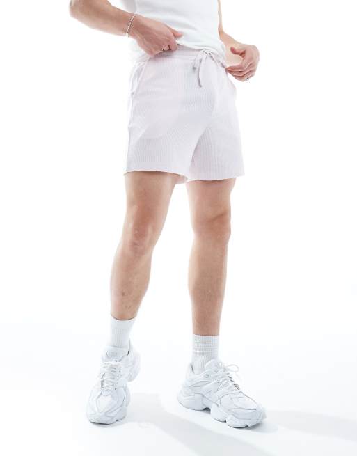 ASOS DESIGN – Jasnoróżowe dopasowane szorty o waflowej strukturze