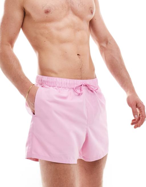 ASOS DESIGN – Jasnoróżowe szorty kąpielowe o skróconej długości  