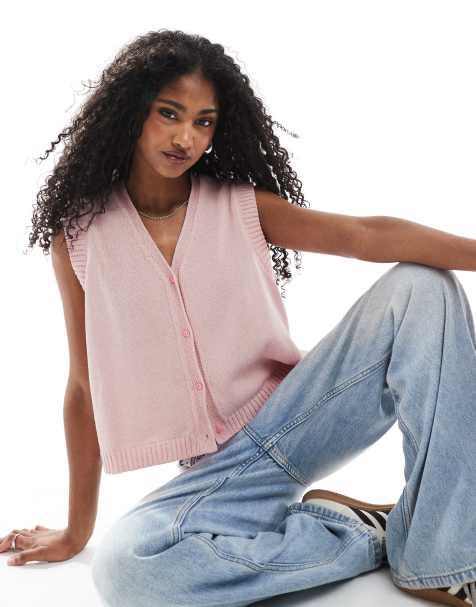 ASOS DESIGN knitted cardigan in light pink