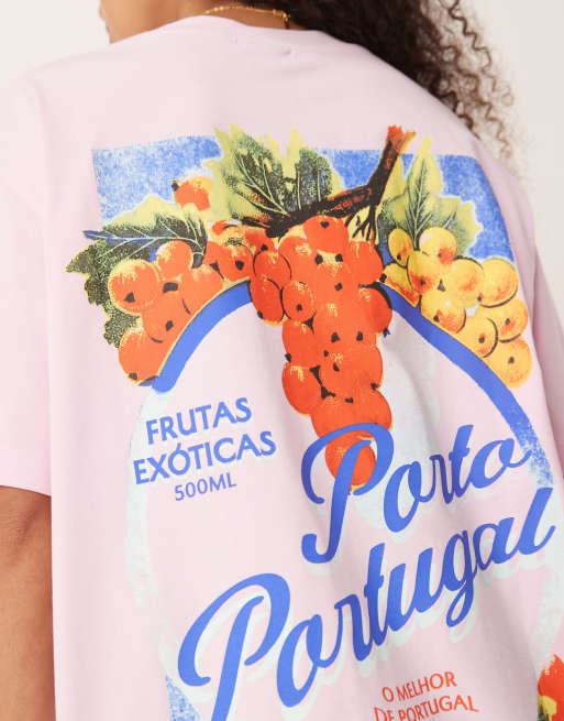 ASOS DESIGN – Jasnoróżowy T-shirt oversize z grafiką z winogronami, 4 z 4