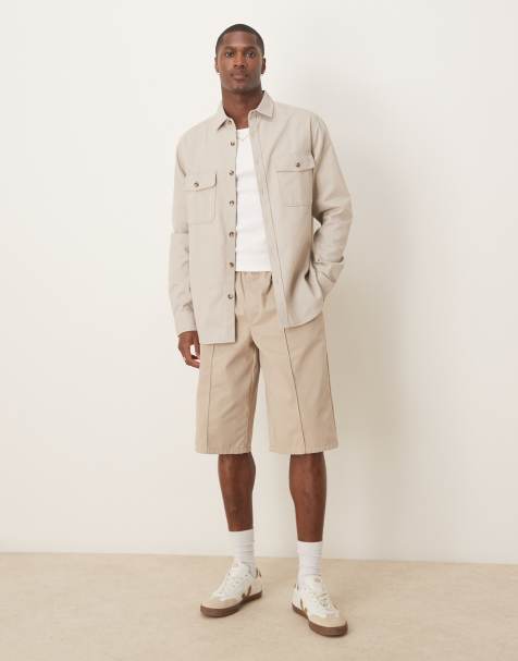 ASOS DESIGN cotton overshirt in light grey