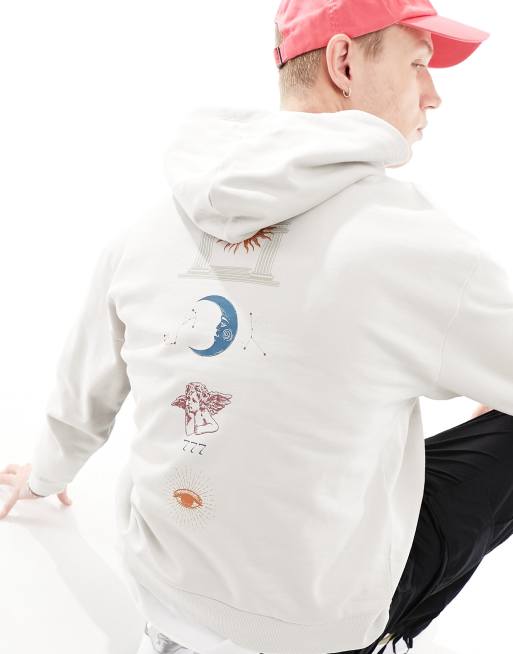 ASOS DESIGN – Jasnoszara bluza oversize z kapturem i nadrukiem wzdłuż kręgosłupa, 4 z 4