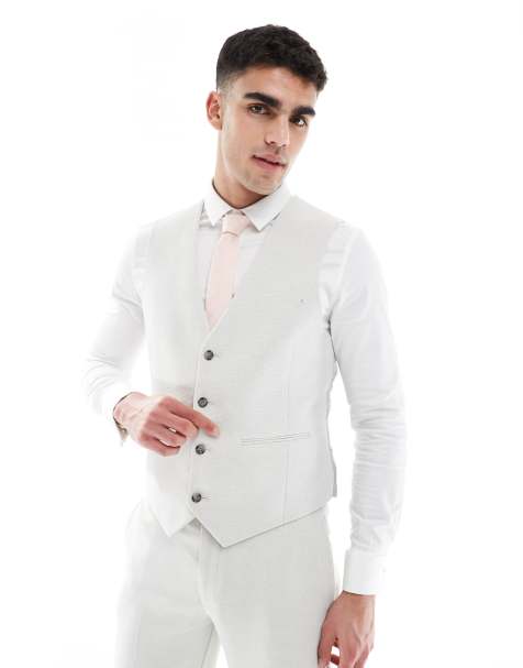 ASOS DESIGN – Jasnoszara kamizelka garniturowa o dopasowanym kroju z mieszanki wełny - view 1
