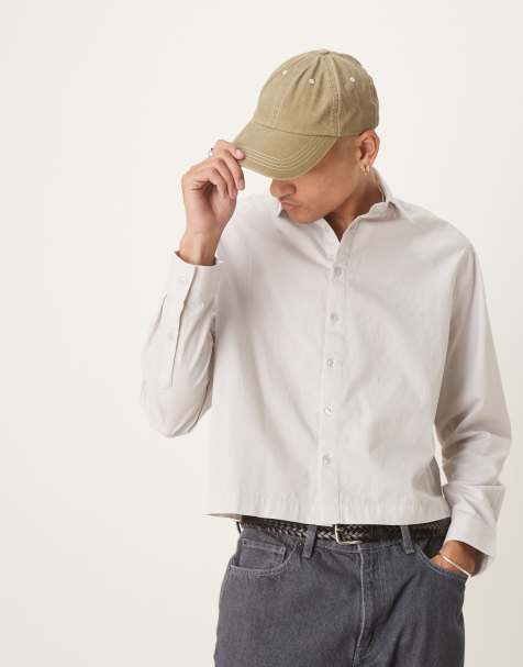 ASOS DESIGN boxy oversized poplin shirt in light grey