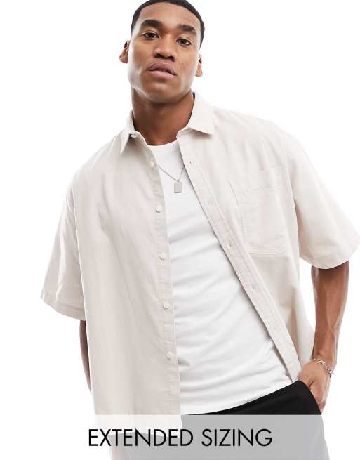ASOS DESIGN – Jasnoszara koszula sztruksowa o krótkim pudełkowym fasonie oversize 