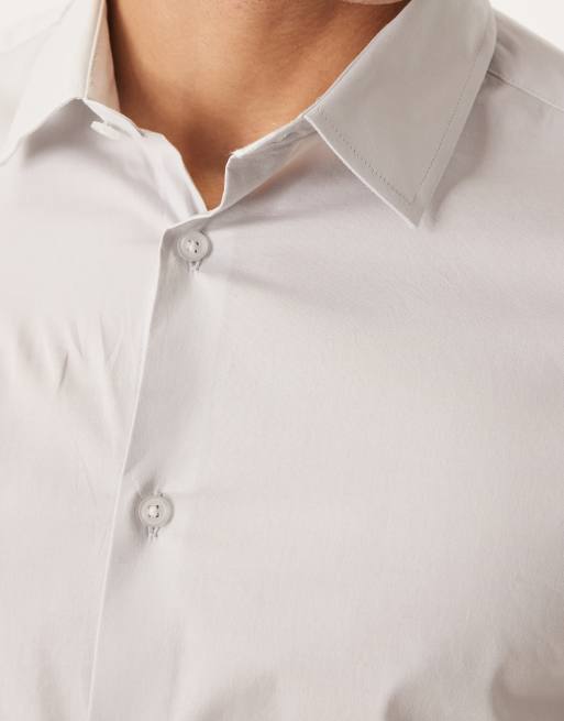 ASOS DESIGN – Jasnoszara koszula typu worker o obcisłym kroju ze stretchem, 5 z 5