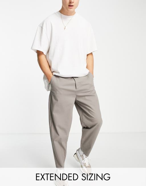ASOS DESIGN – Jasnoszare chinosy oversize ze zwężanymi nogawkami