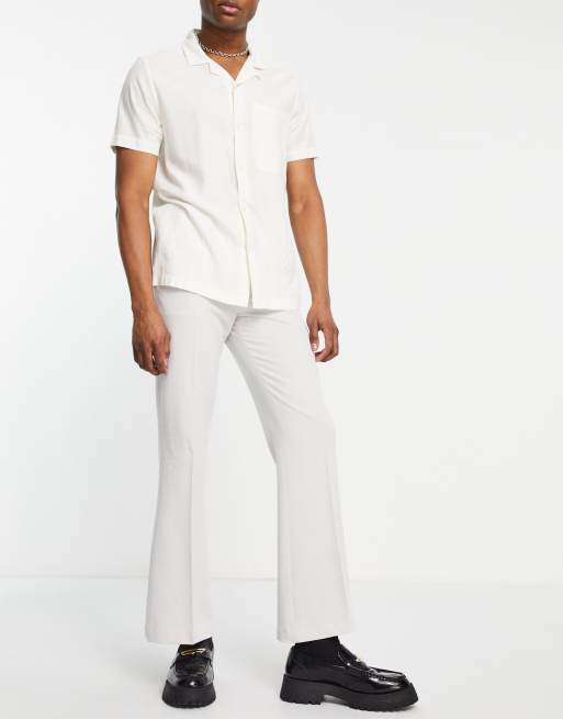 ASOS DESIGN – Jasnoszare eleganckie spodnie z rozszerzanymi nogawkami