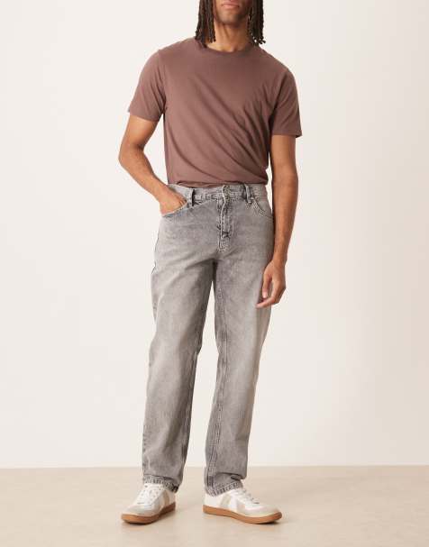ASOS DESIGN – Jasnoszare jeansy z prostymi nogawkami i efektem sprania - view 1