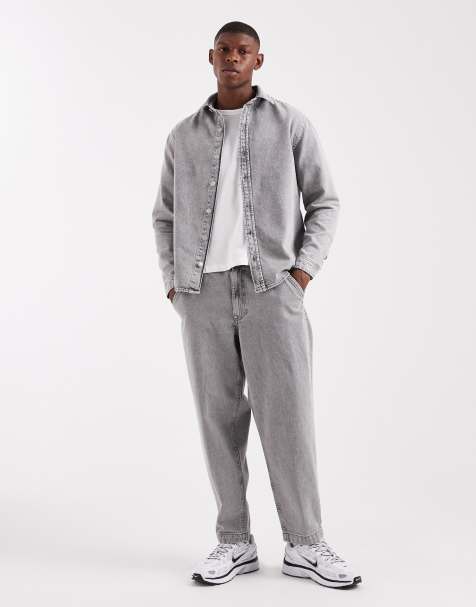 ASOS DESIGN co-ord relaxed tapered jeans in light grey wash