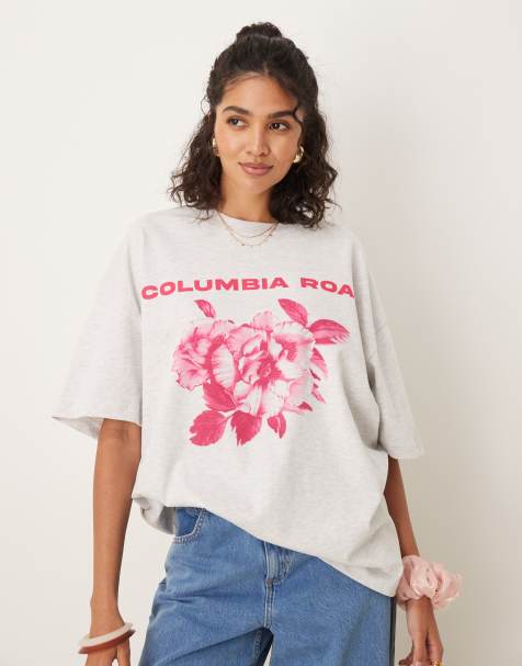 ASOS DESIGN – Jasnoszary melanżowy T-shirt oversize z grafiką i napisem Columbia Road - view 1