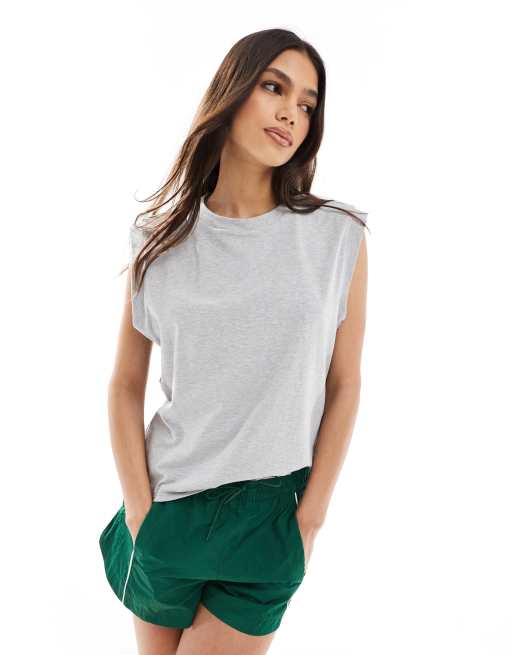 ASOS DESIGN – Jasnoszary melanżowy top bez rękawów, z głębokimi wycięciami pod pachami