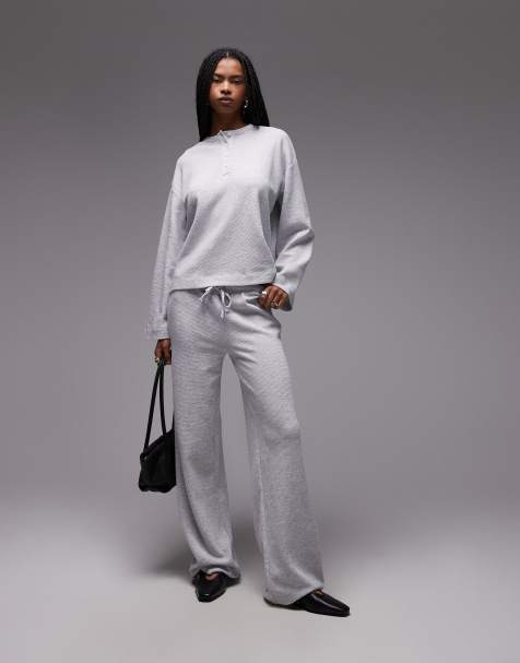 ASOS DESIGN – Jasnoszary melanżowy zestaw o waflowej strukturze - view 1