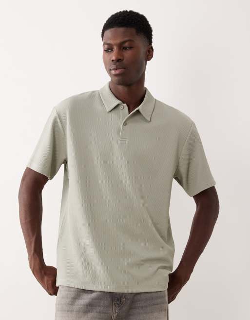ASOS DESIGN – Jasnozielona gruba fakturowana koszulka polo o luźnym kroju
