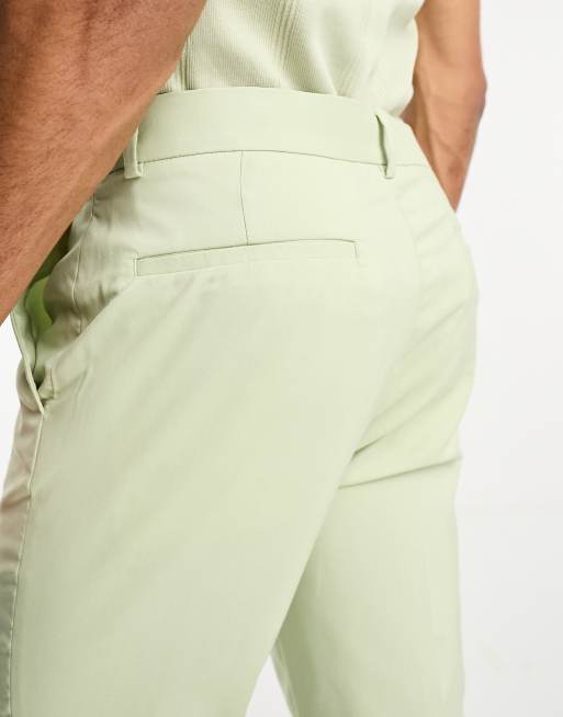 ASOS DESIGN – Jasnozielone garniturowe spodnie z rozszerzanymi nogawkami, 3 z 5