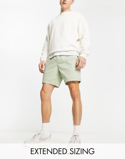 ASOS DESIGN – Jasnozielone średniej długości dopasowane szorty chinosy 