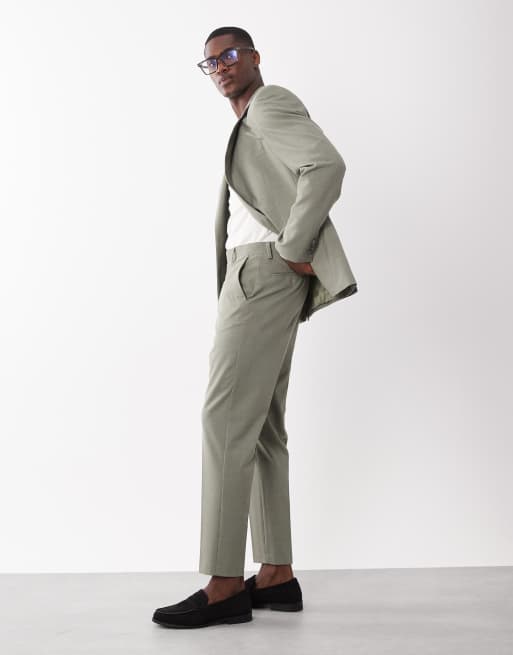 ASOS DESIGN – Jasnozielony obcisły garnitur w drobną kratkę, 2 z 3